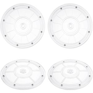 WOPPLXY 4 Pcs 8 Inch Lazy Susan Turntable Acrylic Ball Bearing Rotating Tray, Clear Turntable Organizer, Rotating Base Clear Acrylic Plates for Pantry, Cabinet, Spices, Makeup, (360 Rotation)