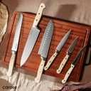 CAROTE 11 Pieces Knife Set with Block for kitchen, Stainless Steel Razor-Sharp Blade, Triple Riveted Ergonomic Handle, Wooden Magnetic Block, Essential Knife Block Set, Beige