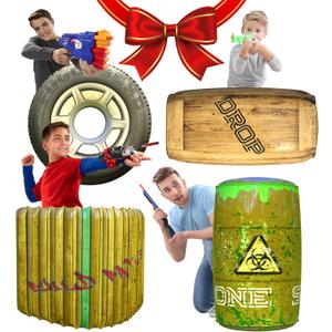 Skywin Inflatable Obstacles- Inflatable Battle Bunkers,4 Pieces Inflatable Battle Obstacle, Bunker Set Play Combat Obstacles and Laser Tag Obstacles (Green) (1 Pack)