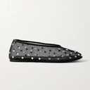 Yishaweiqi Crystal Rhinestone Ballet Flats for Women Breathable Mesh Flats Slip On Ballerina Shoes Comfortable Casual Dress Shoes (9, Black)