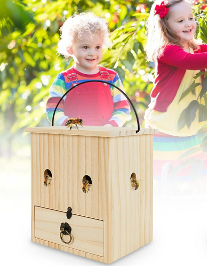 Carpenter Bee Traps for Outside 1PACK– Durable, Weather-Resistant, Eco-Friendly Wooden Wasp Trap for Outdoor Use
