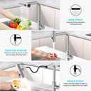 AVSIILE Brushed Nickel Kitchen Faucets with Pull Down Sprayer & Soap Dispenser, Single Hole & Handle, Pull Out Tap, Waterfall Stainless Steel Sink Faucet for Farmhouse Camper Laundry Rv Bar