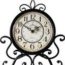 HZDHCLH Vintage Table Clocks for Living Room Bedroom Decor, Silent Decorative Farmhouse Shelf Clock Battery Operated, Small Rustic Mantel Clock with Roman Numerals (Black,11 inch)