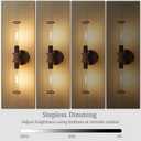 Battery Operated Wall Sconce Set of 2, Black & Walnut Rechargeable Wall Sconces, Modern Cordless Wall Lights with Remote Control, Dimmable for Living Room, Bedroom, Bathroom, Hallway, Entryway 3000K, 2 Pack