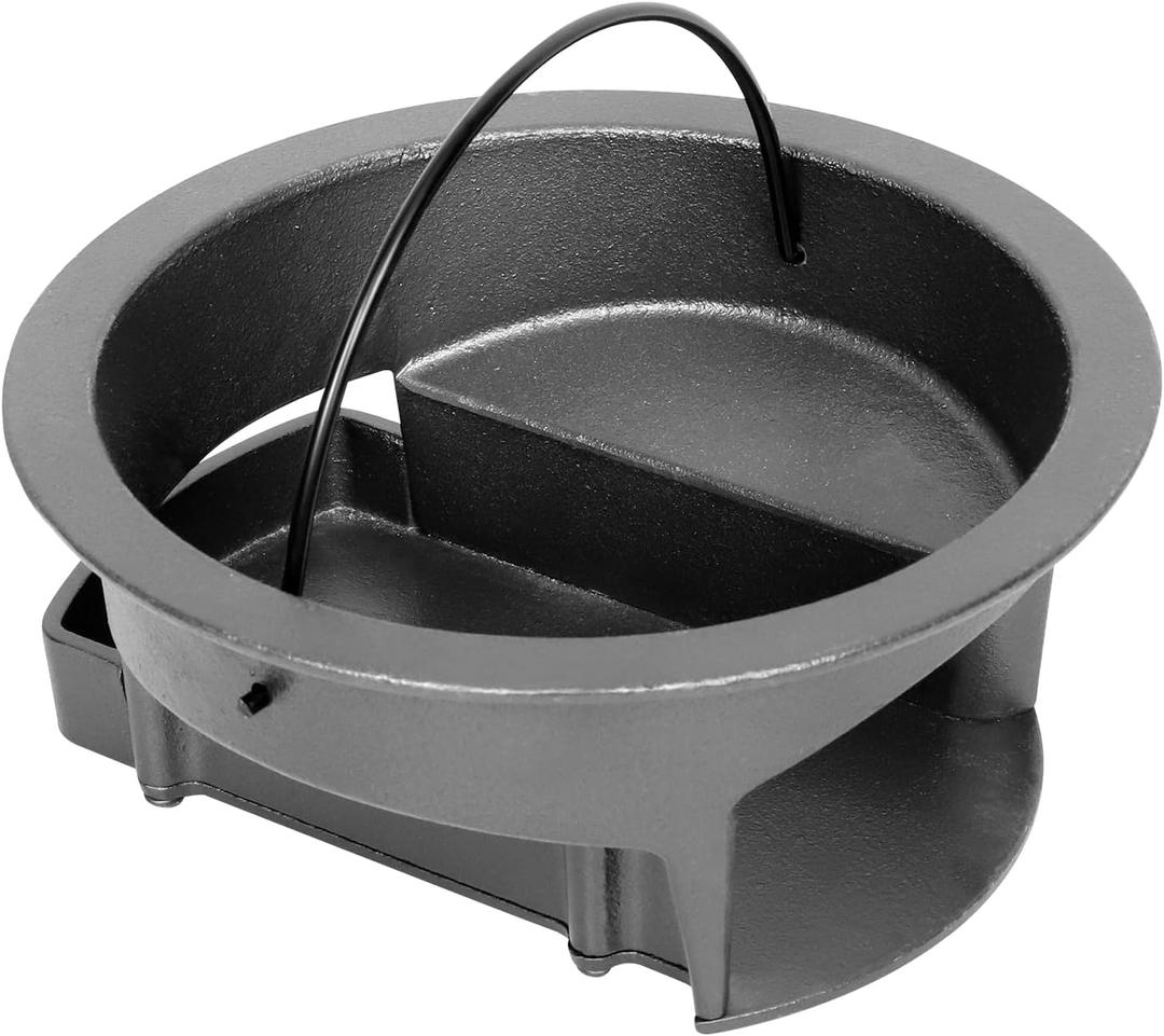Vankey Heavy Duty Cast Iron Ash Can for Kamado Joe Classic Joe Grill Compatible with Original Slid-Out Ash Drawer, Fire Grate & Fire Basket Ventilated Design for Enhanced Airflow & Fast Ash Removal