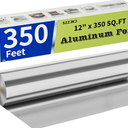 Aluminum Foil Roll, 12in x 350ft Aluminum Foil, Thick Strong Tin Foil with Cutter, Food Safe Cling Wrap for Cooking, Baking, Roasting, Grilling, Freezer Storage
