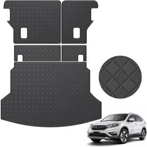 Cargo Mat & Backrest Mat Fit for 2012-2016 Honda CRV - All Weather Protection PU Leather Cargo Liner Back Seat Cover Protector CR-V Accessories
