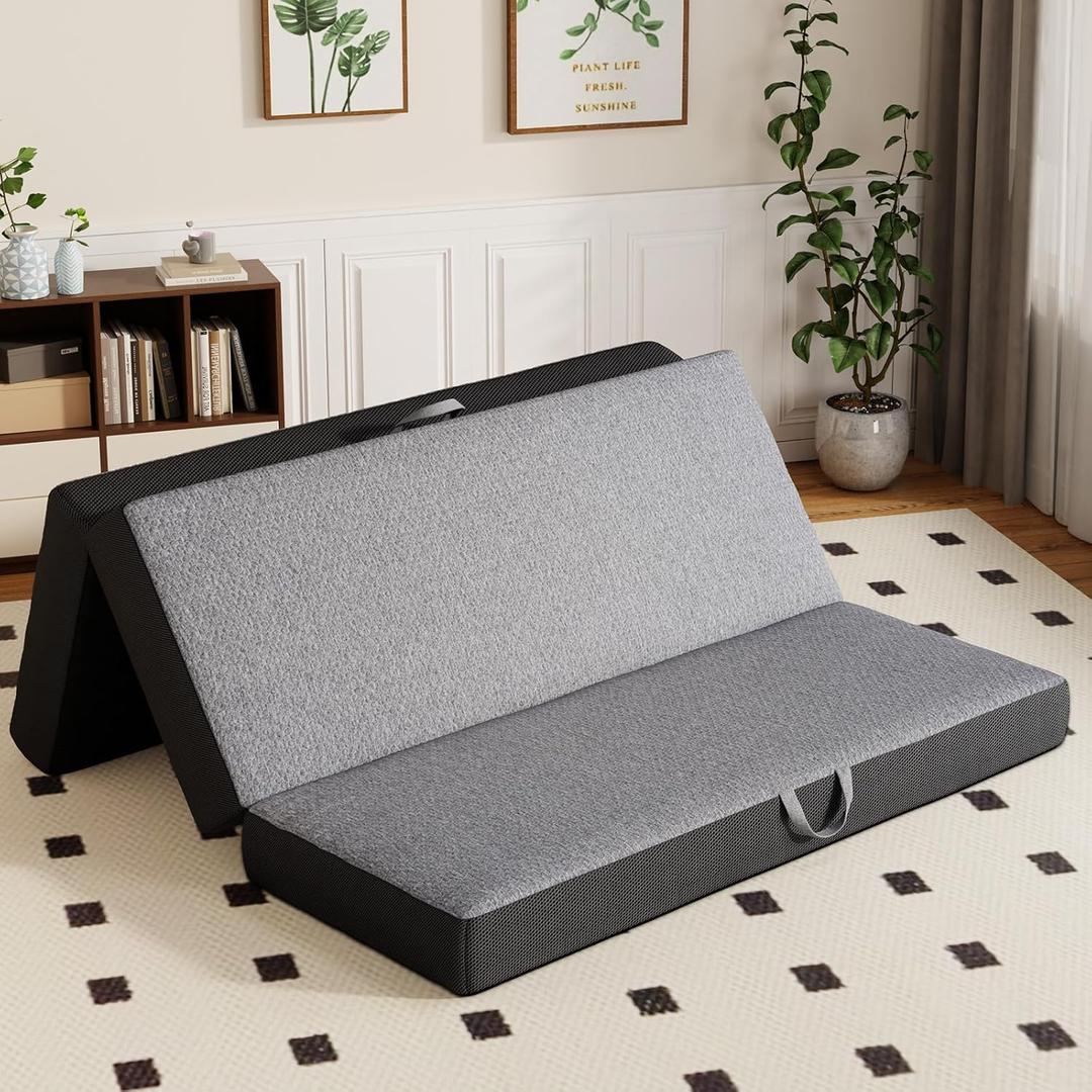 Vamcheer Tri Folding Mattress Queen Size - 5 Inch Foldable Mattress for Travel/RV/Camping/Guest Room/Yoga, Tri-fold Memory Foam Mattress with Washable Cover,78"x58"x5"