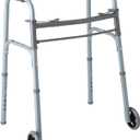 Medline Lightweight Junior/Lower Height Folding Walker with 5” Wheels