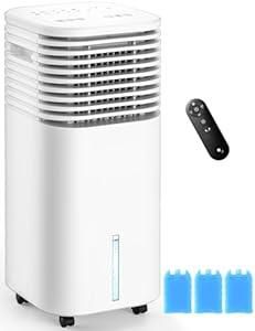 4-IN-1 Portable Air Conditioners, Evaporative Air Cooler w/4 Modes & 3 Speeds, 15H Timer for Smart Auto-off, 2-Gal Tank for 20H Cooling,17FT Remote,No Hose Needed,120Oscillating Swamp Cooler
