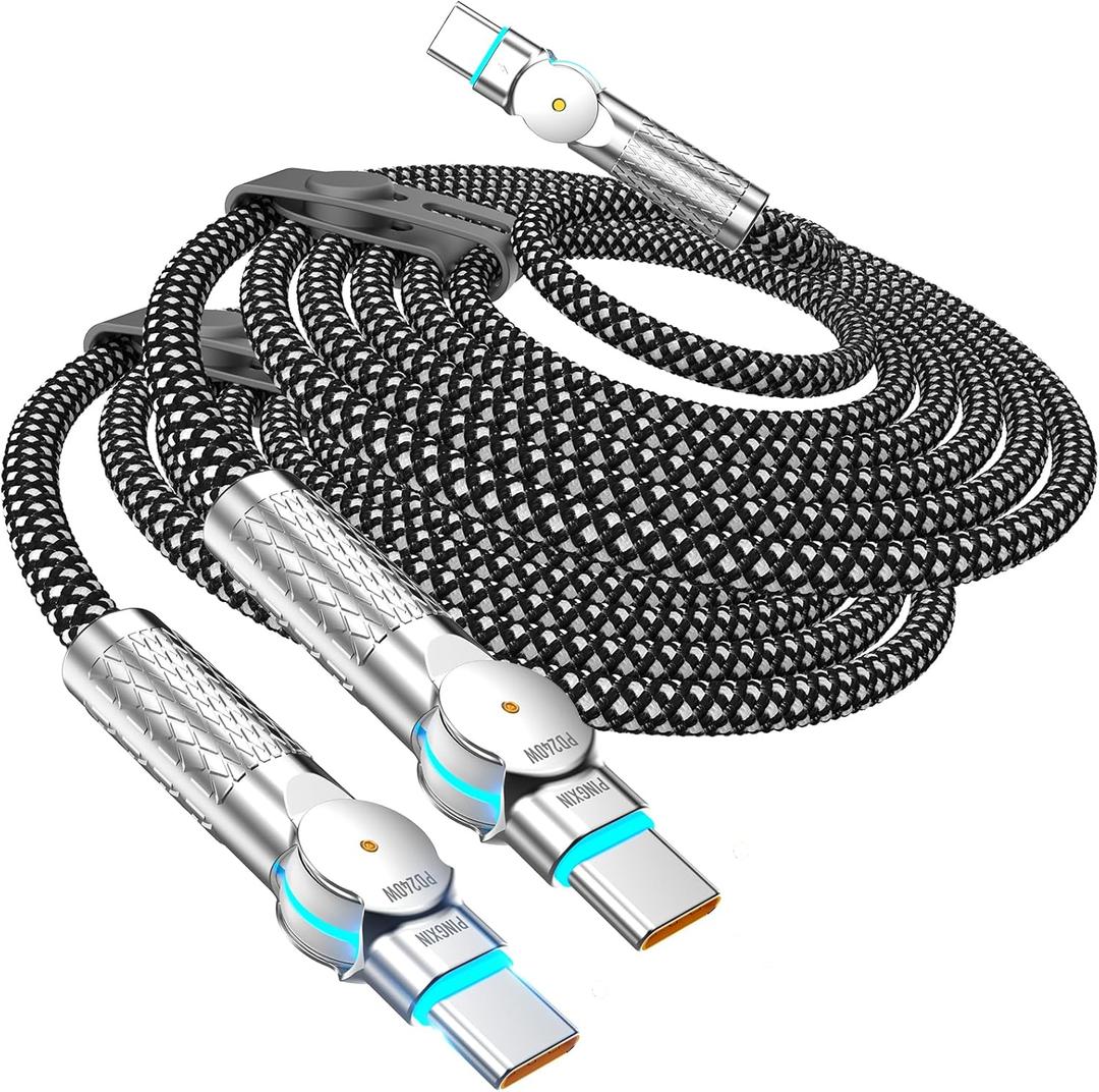 USB C to USB C Cable10ft,240W 2Pack Braided 180°Rotating Type C Charging CableFast Charge for iPhone 16/16Pro/16Plus/16ProMax,MacBook Air,iPad Pro,Pixel,Samsung Galaxy S23/S24 UltraBlack