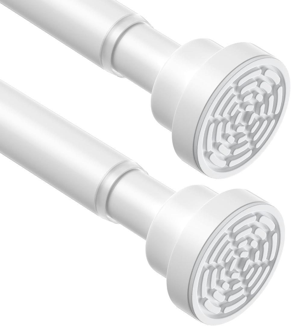2 Pack White Shower Curtain Rods Spring Tension 32 to 76 Inch, Adjustable Spring Tension Curtain Rod, Never Rust Anti-Slip Shower Tension Rod Shower Rods for Bathroom, Closet, Window 2 Pack White Shower Curtain Rods Spring Tension 32 to 76 Inch, Adjustable Spring Tension Curtain Rod, Never Rust Anti-Slip Shower Tension Rod Shower Rods for Bathroom, Closet, Window