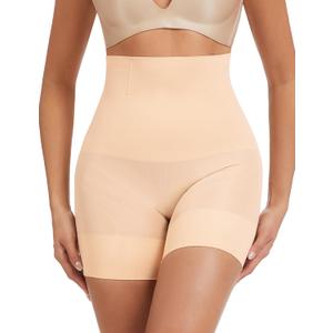 Tummy Control Shapewear for Women - Seamless High Waisted Body Shaper Shorts, No-Roll Under Dress Shapewear (L)