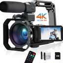 4K Video Camera Camcorder 48MP 30FPS IR Night Vision WiFi Camera Recorder, 18X Digital Zoom 3" Touch Screen Vlogging Camera for YouTube with Microphone, SD Card, Lens Hood, Stabilizer, Remote Control