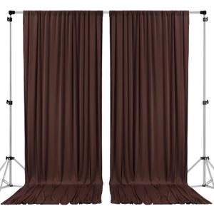 AK TRADING CO. 10 feet x 10 feet Brown IFR Polyester Backdrop Drapes Curtains Panels with Rod Pockets - Wedding Ceremony Party Home Window Decorations (60"W x 120"L (Pack of 2))