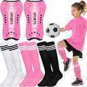 Liliful 4 Pcs Soccer Shin Guards Set for Girl Kids Youth Include 1 Shin Guards & 3 Sport Socks Protective Lightweight Gear Leg Pads Gear for 3-15 Girls Boy Children Teens