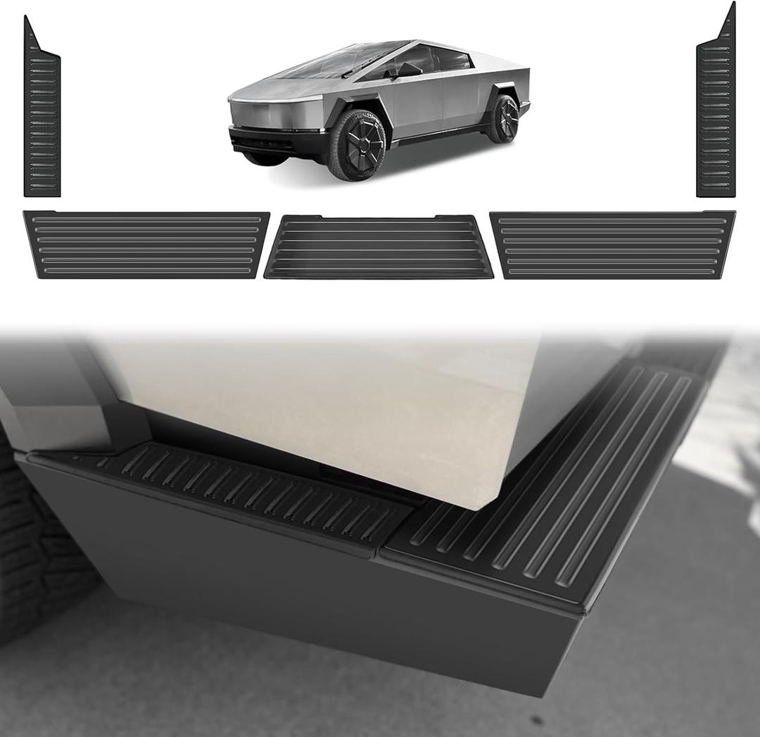 BestEvMod Metal Rear Bumper Tailgate Protector Cover Fit for Tesla Cybertruck 2025 2024 Accessories Truck Bed Tailgate Step Truck Sill Molding Cap Protective Trim Stainless Steel (Matte Black)