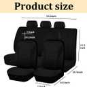 Car Seat Cover Full Set, Soft Breathable Sporty Front and Rear Split Bench Protector with Removable Headrest Cover, Automotive Interior Seat Protection Cushion, Universal for Vehicles (Black)