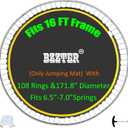 Replacement Trampoline Mat Fits 16 Foot Frame 171.9/14.31ft Diameter with 108Rings,Fits 6.5-7.0" Spring,w/Pull Hook and Gloves