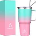 Yoelike 32OZ Tumbler With Handle, Stainless Steel Vacuum Insulated Coffee Mug Cup for Travel, Home, Office, Indoor and Outdoor, Dishwasher Safe - Keep Cold 24hrs And Hot 12hrs(Bubble Gum)