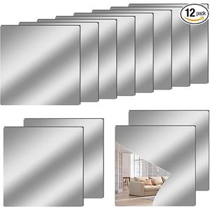 12Pack Acrylic Flexible Mirror Sheets,12x12 Inch SelfAdhesive Mirror Tiles,Square Cuttable Wall Stickers Non Glass Safety Reflective for Home Wall DIY Decor
