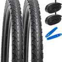 YUNSCM 2-PCS 24" Road Bike Tires 24 x 1.95/53-507 and 24" Bike Tubes Schrader Valve Compatible with 24x1.90 24x1.95 24x2.0 Bike Bicycle Tires and Tubes (Y-705)