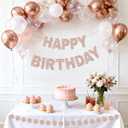 2 x GCQQ Rose Gold Happy Birthday Banner - Glitter Pre-Strung 3M Pre-Strung Letter Garland + 2.5M Rose Gold Dot Garlands Woman Girls Birthday Party Banners Backdrop Decoration Supplies, No DIY