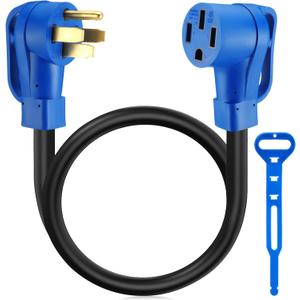 Kanayu 3ft 50 Amp RV/EV Extension Cord Compatible with NEMA 14-50P to 14-50R ETL List 4 Prong Flexible Heavy Duty STW Outdoor Waterproof Power Cord with Grip Handle for RV EV Camper