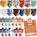 24Pack Valentines Day Gem Gifts for Kids, Heart-Shape Crystal Valentines Cards, Valentines Gift Cards for Kids School Class Classroom (Random acrylic stones) (B2)