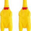 2 Pcs Large Rubber Chicken,Screaming Chicken Dog Toys,Yellow Rubber Squawking Chickens,Squeaky Chickens Toys,Prank Noise Maker Dog Toys 12 Inch