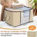 Fab totes 6 Pack Clothes Storage, Foldable Thick Fabric Blanket Storage Bags, Containers for Organizing Bedroom, Closet, Clothing, Comforter, Organization with Handle,Beige