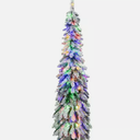 5 FT Pre-Lit Slim Christmas Tree Flocked Xmas Decoration 11 Modes 150 LED Lights