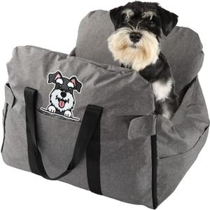 Dog Car Seat for Small/Medium Dogs.Water Repellent with Storage Pockets.Doubles as a Pet Travel Bed for Dogs Up to 40 lbs. Machine Washable Dog Carrier - Gray Schnauzer