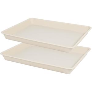 VUWEZ Rectangle Plant Tray, Plant Drip Tray, Plant Pot Saucers, Plant Germination Trays, Plant Saucers, 14.5'' x 11'' x 1.5'' (2 pack), Beige