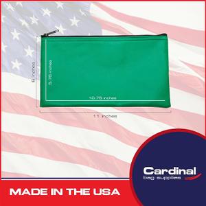 Vinyl Zipper Bag, Reusable Bag, Travel Pouch, Small Compact, Check Wallet, 11 x 6 Inch (Kelly Green)