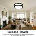 Drosbey 36W Dimmable LED Ceiling Light Fixture, 12in Flush Mount Light Fixture, Ceiling Lamp for Bedroom, Kitchen, Bathroom, Hallway, Super Bright 3500 Lumens, Black, 3000K Warm White