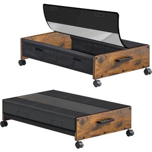 Under Bed Storage with Wheels, Under Bed Storage Containers, UnderBed Drawers with Metal Frame, for Clothes Shoes Blanket (Longer Size)