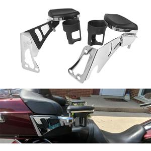 Motorcycle Cup Holder Rear Passenger Armrests W/Drink Water Holders Mount Fit for Harley Touring Glide 1997-2013, Chrome