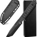 Sitivien ST16 Fixed Blade Knife 154CM Black Stonewashed Steel Blade Double Color G10 Handle Full Tang EDC Tool Straight Knife for Outdoor Tactical Survival Camping Adventure(Black)