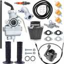 PZ20 Carburetor Carb Air Filter Thumb Throttle Cable Kit for 50cc 70cc 90cc 110cc 125cc Taotao ATA-110B ATA-125D Boulder B1 T-Force Coolster Apollo Kazuma Kids ATV Four Wheeler Quad Parts Black
