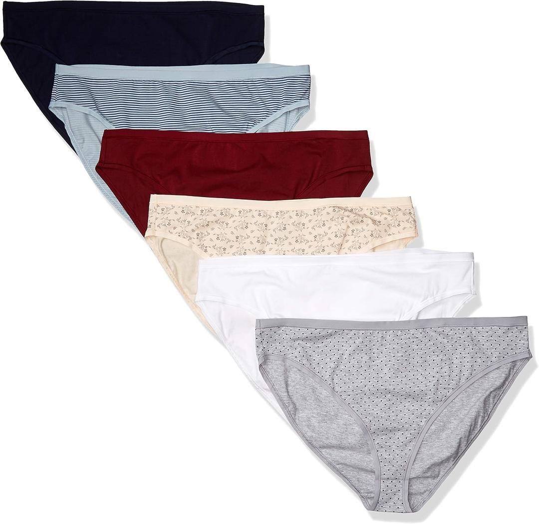 Amazon Essentials Women's Cotton High Leg Breathable Brief Underwear, Multipacks
