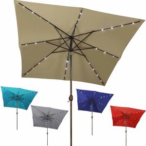 Blissun Rectangular Patio Umbrella, Table Market Umbrella with Tilt and Crank, Outdoor Umbrella for Garden, Deck, Backyard, Pool and Beach (8 x 8 FT)