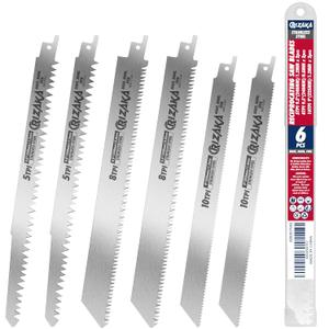 6 Pack Reciprocating Saw Blades for Frozen Meat Bone Fish - 5TPI 9.5"(240mm)/1.2mm x 2 pcs, 8TPI 9.5"(240mm)/0.8mm x 2pcs, 10TPI 9"(225mm)/1.2mm x 2pcs - Stainless Steel Sawzal Blades + Storage Box