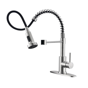 Ibergrif Kitchen Faucets with Pull Down Sprayer, Single Handle Pull Out Spring Sink Faucets High Arc Brushed Nickel Stainless Steel 1 or 3 Hole for RV Laundry Farmhouse Bar