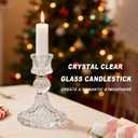 Glass Taper Candle Holders,12 Pcs Clear Candlestick Holders,4''H Tall Glass Tapered Candle Stick Holders in Bulk for Wedding Festival Party Decor,Table Centerpieces