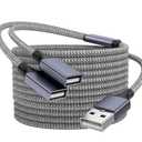BETU POHFP 6.6FT USB Splitters, A Male to 2 Female Extension Cable, USB Y Splitter Support Charging and Data Transfer for Printer/Keyboard/Flash Drive/PlayStation/Laptop/LED Etc(Grey)