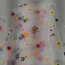 Joanlody Champagne Embroidery Daisy Christmas Table Runner 10ft Florals Seasonal Tulle Table Runner Holiday Kitchen Dining Table Decoration for Home Party Indoor (10ft x 1pack)