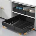 Expandable Pull Out Cabinet Organizer 16.5"Deep, 12.4-20.4" Slide Out Drawers for Kitchen Cabinet,Adjustable Cabinet Drawer for Pot/Pan,Pull Out Shelves Fixed with Adhesive Film or Screws (Black)