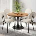 VECELO Stacking Dining Chairs Set of 4, Curved Backrest, Beige, 4 Pack
