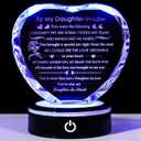 YWHL Daughter in Law Birthday Gifts with Colorful LED Base Crystal Heart to My Daughter in Law Gift Idea on Wedding Day Anniversary Bonus Daughter Presents